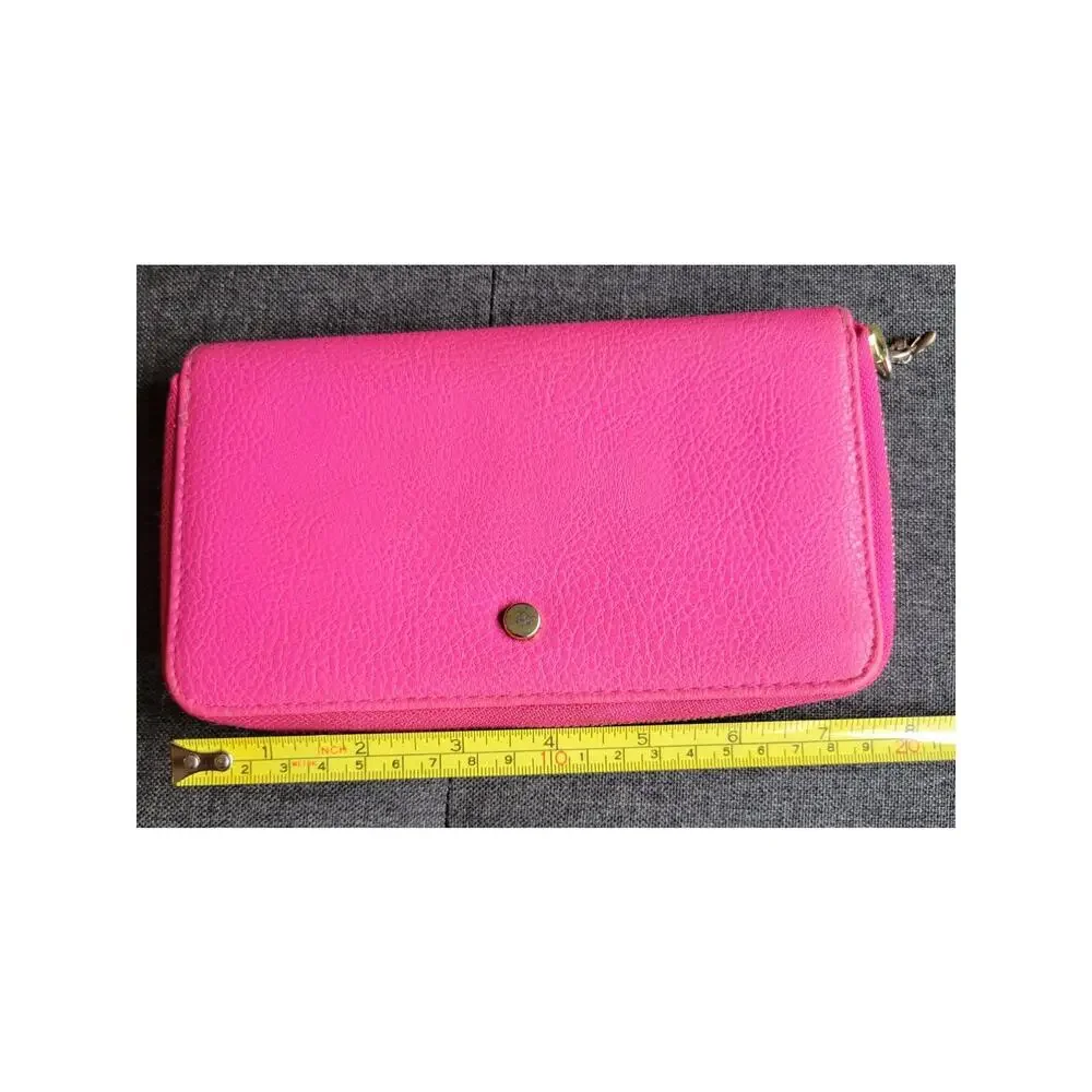 Pink Vegan Leather Wallet Zippered pouch and credit card holders  5 x 4
